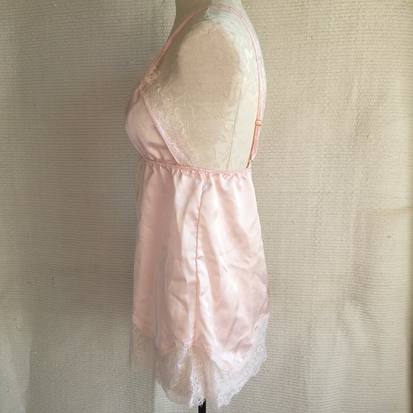 Pink Satin Babydoll Chemise Lace Lingerie NWOT - Picture 4 of 8